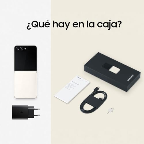 Samsung Galaxy Z Flip5, 256 GB + Cargador 45W - Teléfono Móvil Plegable con IA, Smartphone Android Libre, 8GB de RAM, Diseño Plegable, Beige (Versión Española)