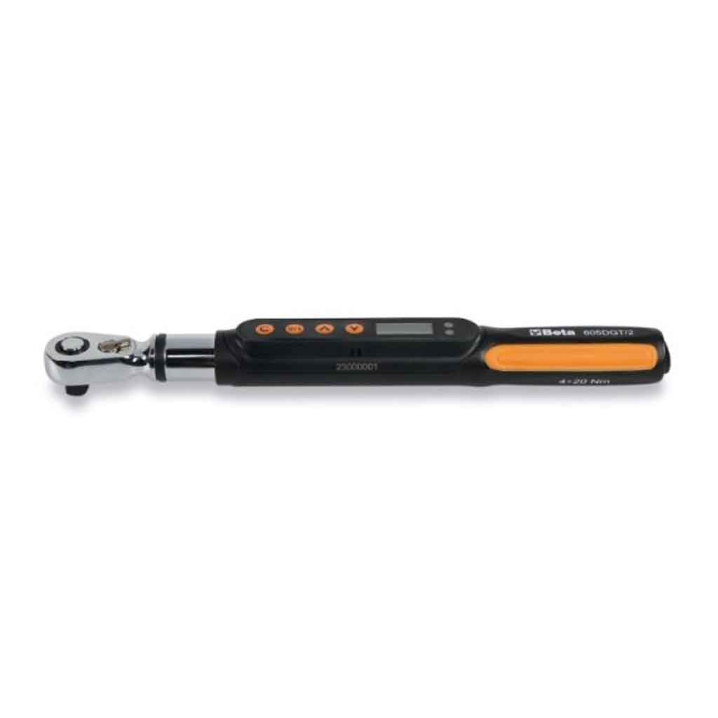Beta 605DGT/2 – Llave dinamométrica electrónica de 4 a 20 Nm, pantalla LCD multiunidad, carraca reversible de 1/4", LED y zumbador, alta precisión