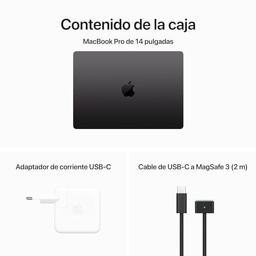 Apple 2023 MacBook Pro Portátil con Chip M3 Pro: CPU de 11 núcleos, GPU de 14 núcleos, Pantalla Liquid Retina XDR de 14,2 Pulgadas, 18 GB de Memoria unificada, 512 GB de SSD, Negro Espacial