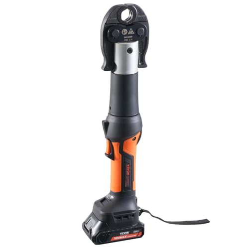 VEVOR Kit de Herramientas para Engarzar Tuberías Eléctricas con 2 Baterías de 18 V 2,0 Ah, Engarzadora Profesional con Mandíbulas V15, V22, V28, Cargador Rápido y Estuche de Transporte 360°