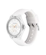 Calvin Klein Reloj Analógico de Cuarzo Multifunción para Mujer Colección Vibrancy con Correa de Silicona Blanca - 25100106