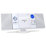 OneConcept V-12 Cadena musica plana estéreo, reproductor CD MP3 , reloj despertador ( puerto USB SD AUX, Radio FM/AM) Blanco