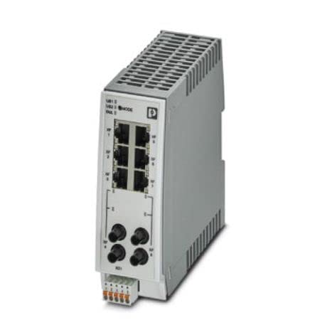PHOENIX CONTACT FL Switch 2206-2FX ST - Conmutador gestionado (6 Puertos RJ45, 10/100 Mbit/s, 2 ST-Multimode 100 Mbit/s, Clase de protección: IP20, PROFINET Conformance-Class B)