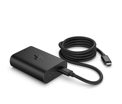 HP Cargador para portátil USB-C GAN de 65 W (Tamaño Compacto, Carga Rápida, Dos Puertos USB-C) Negro