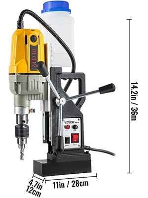 VEVOR Taladro Magnético 12000N Taladradora Magnético Profesional 1100W Taladro de Núcleo Magnético Taladradora Magnético Profesional Taladro Magnético con Conexión Al Cuello Base Magnética