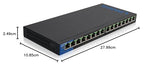 Linksys LGS116P-EU switch de red Gigabit no administrado de 16 puertos con 8 puertos PoE+, hasta 1000 Mbps, para empresas y particulares, vigilancia IP, divisor Ethernet de sobremesa
