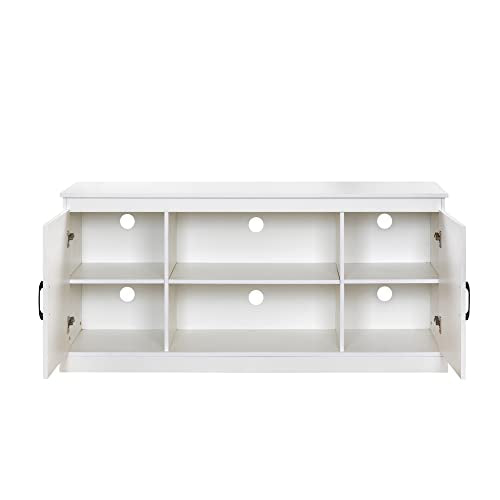 Zinus Wade Mueble TV - Mueble TV 147x67x40 cm - Unidad con mueble de almacenamiento - Blanco