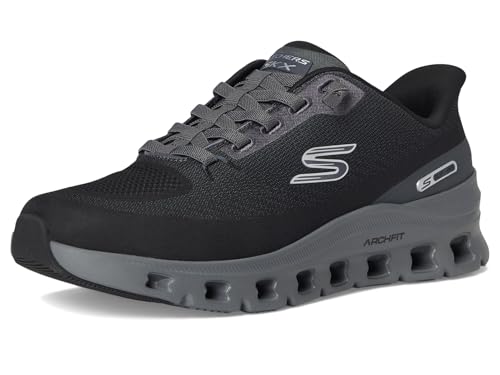 Skechers Arch Fit Glide-Step Pro, Zapatillas Hombre, Black Knit/Charcoal PU, 44 EU