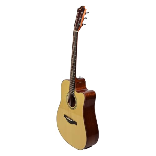 Sevinia Guitarra electroacústica Signature Series | Cuerpo sólido, parte superior de abeto sólido con parte trasera y laterales de caoba, afinador, ecualizador de 3 bandas, se suministra con bolsa