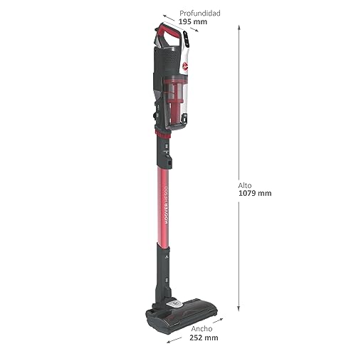 Hoover HF500 Plus Home HF522STH Aspiradora Escoba sin Cable, Accesorio 2 en 1, 45 min, Carga ultrarápida 2.5h, 15500 Pa, Dual led localizador de Polvo, Color Rojo