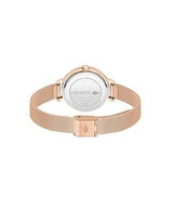 Lacoste Reloj con Movimiento de Cuarzo de Tres Manecillas para Mujer Colección Riga con Correa de Malla de Acero Inoxidable de Oro Rosa - 2001400
