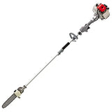 IKRA 73046710 Herramienta multifunción a Gasolina IBKH 33, 4en1: cortabordes, desbrozadora, Cortasetos telescópico y podadora de Altura, 900 W, Gris, Rojo y Negro