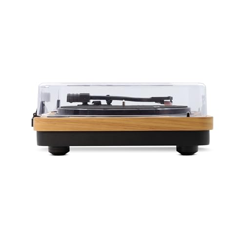 Mooov 477361 - Tocadiscos de Vinilo Bluetooth, 3 velocidades, Altavoces estéreo, Potencia 15W, Salida USB para convertir vinilos a Formato Digital, Salida RCA, Acabado en Madera Natural