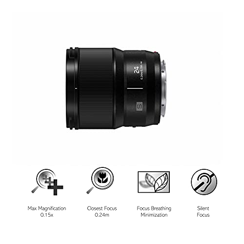 Panasonic S-S24E Lumix Objetivo 24 mm (F1.8, Distancia Focal Fija, Gran Angular, Diseño Compacto y Ligero, Resistente al Polvo, Agua y Frio), Negro
