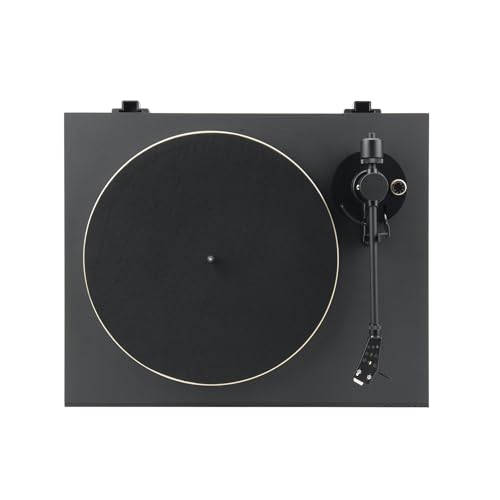 JBL Spinner BT, Tocadiscos Bluetooth con AptX-HD, cabezal extraíble, plato de aluminio y transmisión por correa, cartucho magnético móvil preinstalado, en negro y dorado