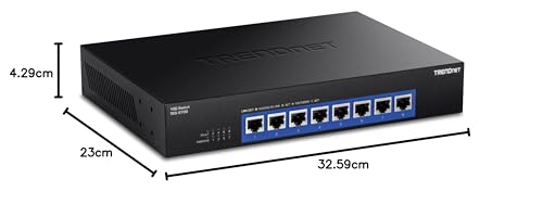TRENDnet Interruptor de 8 Puertos 10G, 8 Puertos RJ-45 de 10 G, Capacidad de conmutación de 160 Gbps, Montaje en Rack de 10 Conexiones de Red Gigabit, protección de por Vida, Negro, TEG-S708