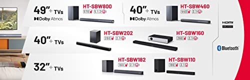 Sharp HT-SBW460, 3.1 Dolby Atmos, Barra de Sonido Envolvente Virtual 3D y subwoofer inalámbrico, Bluetooth, Experiencia 4K, HDMI ARC/CEC, Potencia máxima Total de Salida: 440w, Color Negro
