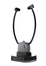 Meliconi Auriculares de TV Easy Audio inalámbricos Digital, Modelo esteto con Entrada óptica, micrófono Ambiente, Volumen Ajustable, Base de Carga, Alcance de 20 m, Audio equilibrado para TV