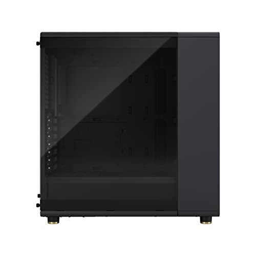 Fractal Design North Charcoal Black Tempered Glass Dark - Frente de Madera de Nogal - Panel Lateral de Vidrio - Incluye Dos Ventiladores Aspect PWM de 140 mm - Puerto USB Tipo C