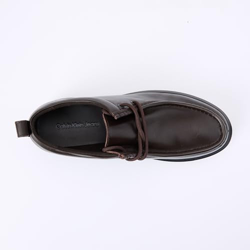 Calvin Klein Náuticos Hombre Hybrid Apron Laceup Shoe Elegantes, Marrón (Dark Brown/Black), 43
