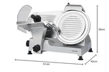 Cortadora de fiambre eléctrica H.Koenig MSX250, profesional, precisa, espesor de corte 0-12 mm, cuchilla italiana de 25 cm, afilador integrado, amplia bandeja, 282 rpm, plateado