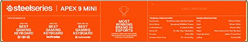 SteelSeries Apex 9 Mini - Teclado Mecánico de Gaming - Interruptores ópticos - Accionamiento de 2 puntos - Forma compacto Esports Mini 60 % - Interruptores intercambiables - Teclado nórdico (QWERTY)
