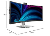 Philips 49B2U5900CH - Monitor Curvo QHD de 49 Pulgadas, 75 Hz, VA, 4 ms, HDR400, KVM, Webcam, Altura Ajustable, Base USB-C, Altavoces (5120 x 1440, HDMI 2.0 / DP 1.4 / USB-C 1)