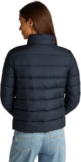 Tommy Jeans Cazadora de plumas Mujer Down Printed con cuello alto, Azul (Dark Night Navy), M