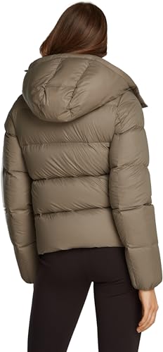 Calvin Klein Cazadora acolchada Mujer Down Short Puffer con capucha, Beige (Brindle), 3XL