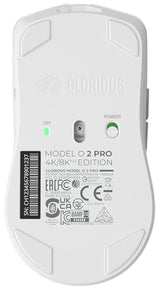 Glorious Gaming Model O 2 Pro 4K/8K Ratón Gaming inalámbrico - 2,4 GHz 1 ms de retardo, sondeo 4K/8K, 100M clics, 59 g Ultraligero, Gran batería, Sensor PPP 26K, RGB, ambidiestro, 6 Botones - Blanco