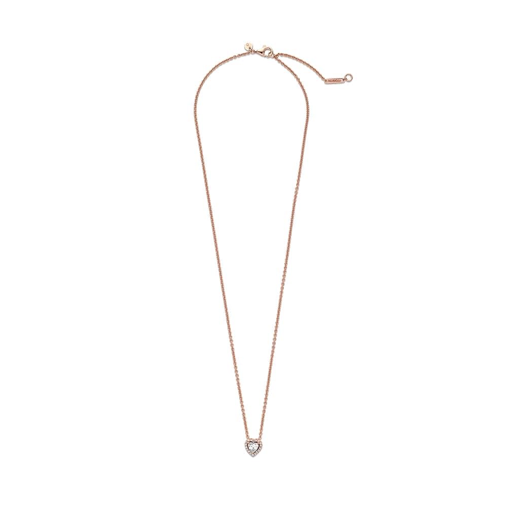 Pandora Timeless Collar con diseño de corazón centelleante chapado en oro de 14 quilates con circonita cúbica transparente
