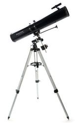 Celestron 21045 PowerSeeker 114EQ Telescopio Reflector Que Incluye Dos oculares, Lente Barlow, trípode Ajustable en Altura y Bandeja de Accesorios de Lujo, Negro