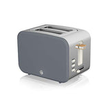 Swan Nordic Set Desayuno Hervidor de agua 1,7L 2200W, Tostadora Pan ranura ancha 2 rebanadas, Microondas 20L digital, diseño moderno, efecto madera, gris