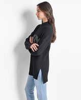 DKNY Logo Printed Shaker Sudadera, Negro, M para Mujer