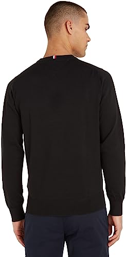 Tommy Hilfiger Hombre Jersey 1985 sin Capucha, Negro (Black), XS