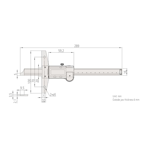 Mitutoyo 571 – 202 – 30 – Calibre digital de profundidad con salida de datos, rango de medición 0 – 200 mm