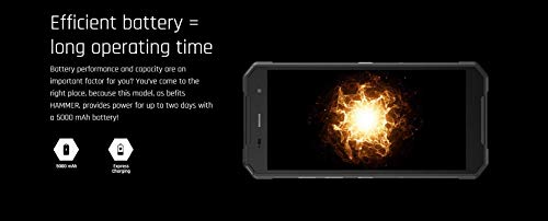Hammer H EXPLORER PRO 5,7" IPS Teléfono Celular al Aire Libre, teléfono Inteligente estándar Militar, Mega batería 5000mAh con Carga rápida, 48MP, eSIM, NFC, LTE 4G, IP69, Dual SIM, Android 10 - Plata