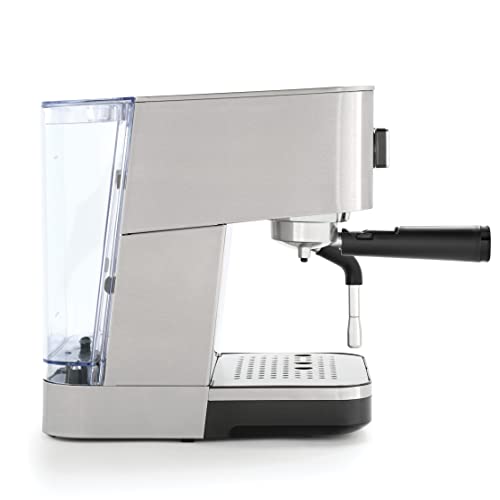 Breville Máquina de expresso Bijou Barista | Expreso automático y manual, Cafetera capuchino y café con leche | Bomba de 15 bares | Vara de vapor | Plateada [VCF149X]