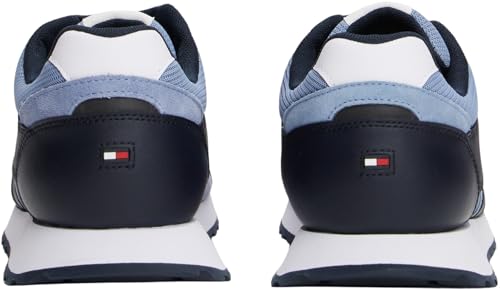 Tommy Hilfiger Runner Sneaker Hombre New Eva Mix de Piel, Azul (Brisk Blue), 43