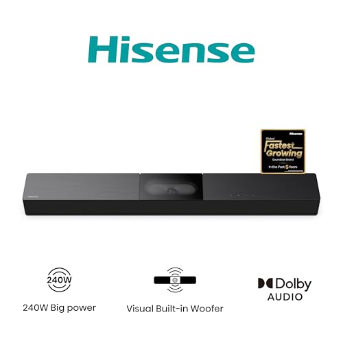 Hisense HS2000 - Barra de Sonido 2.1, 240W, Subwoofer Incorporado, Dolby Digital Plus, DTS Virtual:X, Modo TV, EzPlay