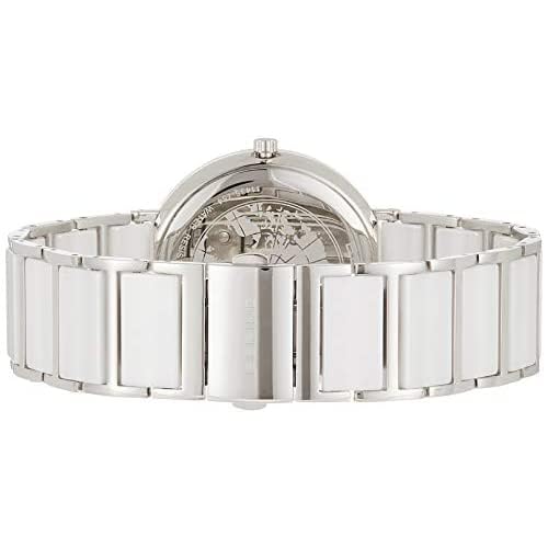 BERING 11429-754 Reloj de cuarzo para mujer con caja de acero inoxidable plateado de 29 mm, esfera blanca, brazalete de acero inoxidable con detalles de cerámica, resistencia al agua de 5 ATM