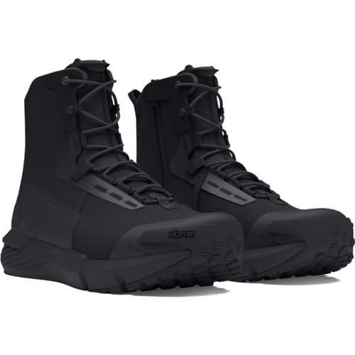 Under Armour UA Charged Valsetz Zip Zapatos tácticos para hombre, cómodas botas de montaña con cremallera lateral, color negro/negro/gris azabache