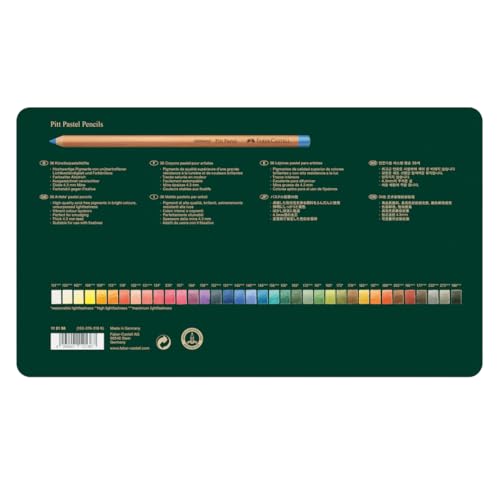 Faber-Castell 112136 - Estuche de metal con 36 ecolápices Pitt pastel, multicolor