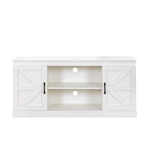 Zinus Wade Mueble TV - Mueble TV 147x67x40 cm - Unidad con mueble de almacenamiento - Blanco