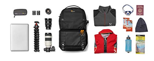 Lowepro Fastpack BP 250 AW III - Mochila para Cámara Refelx DSLR Sin Espejo, con Acceso QuickDoor, Compartimento Para Portátil de 13”, Para Cámaras Nikon D850, 300D Ripstop, Color Negro