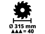 Einhell Sierra de mesa circular TE-TS 315 U (máx. 2200 W, prolongación de mesa plegable, Ø315 x ø30 mm hoja, hoja de sierra inclinable 45°, incl. barra corredera, bloque corredera y herramienta)