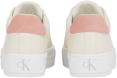 Calvin Klein Sneaker con Suela Vulcanizada Mujer Sneaker Bold Low Top, Multicolor (Creamy White/Rose Tan/Blue Surf), 38