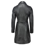 URBAN 5884 JANICE Ladies | Chaqueta de Cuero Mujer |Elegante Chaqueta de Piel de Cordero Suave para Mujeres | Modelo largo | Negro | M