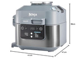 Ninja Speedi Olla rápida, Freidora de aire y Multifunción, 5,7L, comidas para 4 en 15 minutos, Freír con aire, Vapor, Parrilla, Hornar, Asar, Sellar, Cocción lenta y más, en gris, ON400EU