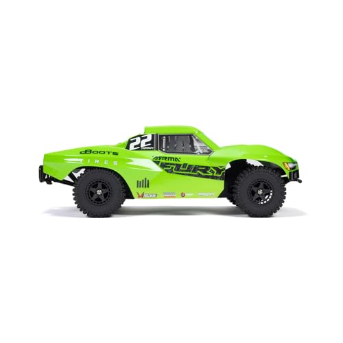 ARRMA Fury Mega 550 2WD Coche teledirigido 1/10 Short Course Truck, más de 30 km/h, actualizable, Incluye Accesorios, Verde ARA3221T1